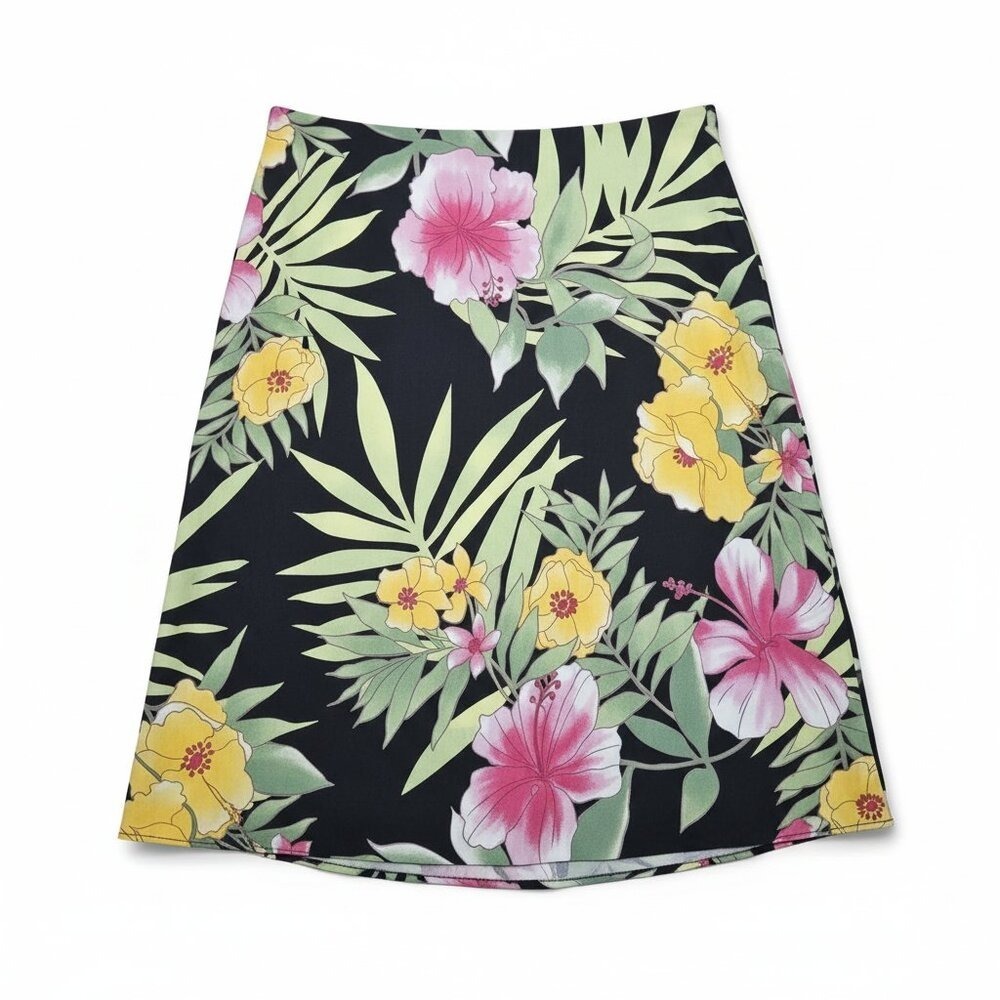 Hilo Hatties Silk Skirt Medium Floral Beach Tropical Vacation